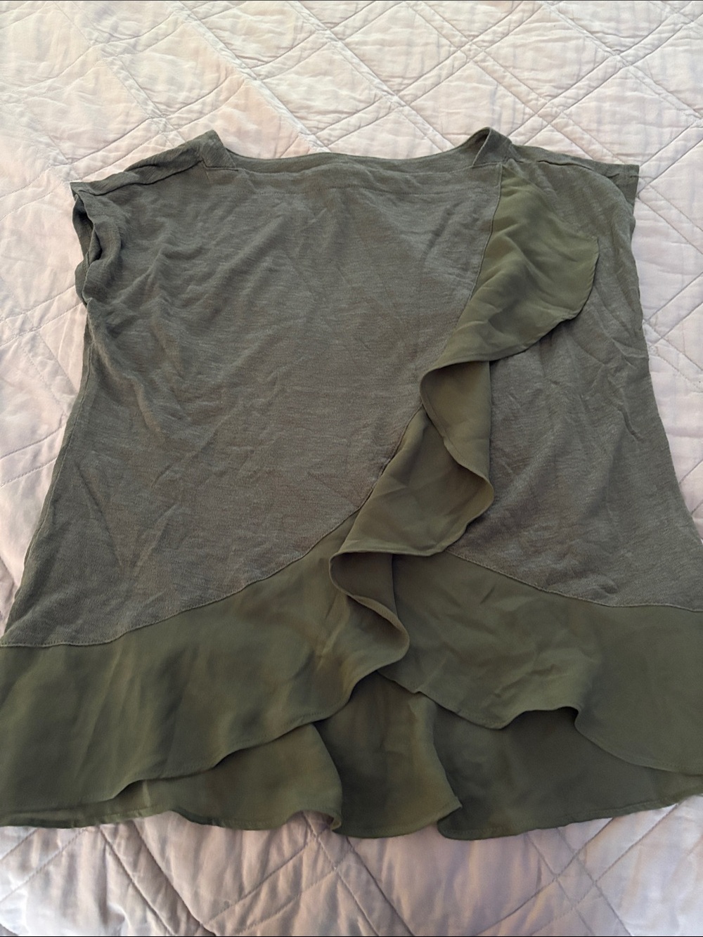 Banana Republic Olive Green Ruffle-Trim Tunic